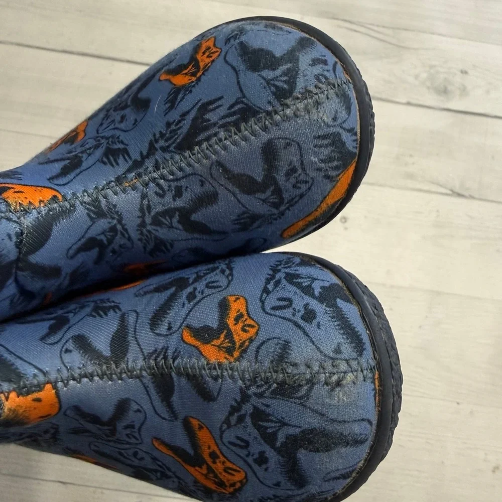 BOGS baby boys blue‎ orange dinosaur boots little kids size 9